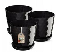 Vaso KADAX con piatto, vaso rotondo, 30 cm, nero, 3 pezzi