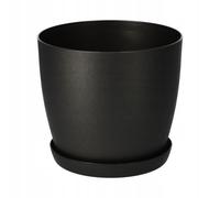KADAX Flowerpot, fioriera con sottobicchieri, secchio di fiori rotondi in plastica, pentola Matt per cactus, felci, trama luccicante per balcone, appartamento e terrazza (⌀ 25 cm, antracite)