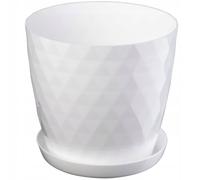 Vaso KADAX, vaso per fiori e piante con piatto, 25 cm, bianco