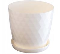 Vaso KADAX, vaso per fiori e piante con piatto, 30 cm, crema