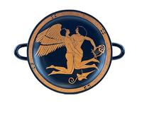 Vaso Kylix Zephyrus & Hyacinthus - Ceramica mitologica greca antica | Fatto a mano in Grecia | Vera argilla ceramica | Vaso decorativo in stile a figure rosse