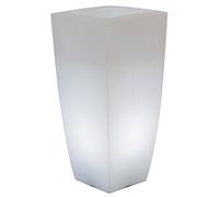 Vaso Luminoso Quadrato 33x33x70 cm Bauer Home Light Ghiaccio e Bianco
