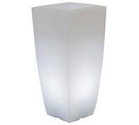 Vaso Luminoso Quadrato 40x40x90 cm in Resina Bauer Bianco Ghiaccio
