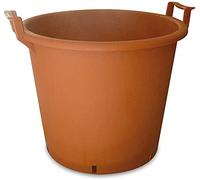 Vaso Mastello 50Lt, ø 50cm, h.41cm Color Terracotta Professionale per Piante da Giardino, Orto, Vivaio, Edilizia - Resistente in polietilene ad alta densità (LDPE) - Vasi con Manici - Mastellone