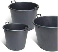 Vaso Mastello per Piante da Giardino, Orto, Vivaio, Edilizia - In polietilene HDPE - Tinozza con o senza Manici e fori - Mastellone Nero - Dimensioni : 70Lt, ø 55cm, h.44cm