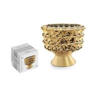 Vaso mezza pigna in ceramica porta fiori soprammobile oro gic (10 X H 9 CM ART 649)