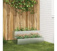 Vaso moderno a 2 livelli in acciaio zincato, 100 x 60 x 45 cm, resistente alle intemperie, per giardino, terrazza, balcone, vaso per piante con design a gradini per una sana crescita delle radici