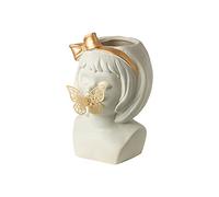 Vaso moderno in ceramica a forma di testa di vaso, statua creativa per fiori secchi ed erba della pampa, decorazione unica per la casa, colore giallo, perfetto per soggiorno e ufficio