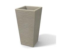 Vaso moderno in resina rettangolare H 65 tortora finitura rustica modello Egizio