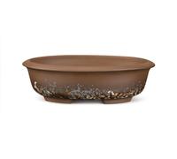 Vaso ovale ARTE per Bonsai art.6000 /cm.33x26x8,5h. "Maculato NOCCIOLA"