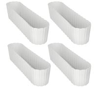 Vaso ovale per fiori da balcone/terrazza, stile rustico, bianco, 60 cm, 4 pezzi