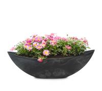 Vaso ovale per piante da esterno - enorme vaso decorativo a forma di nave con effetto pietra nera come vaso per fiori - 66 cm Jardiniere per giardino, balcone o cimitero come decorazione per tomba