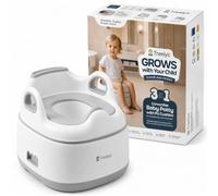 Vaso per bambini con cuscino in EVA Comfort | Vaso di apprendimento + Riduttore WC + Pedana | Design Premium Scandinavo, bianco crema e verde oliva | 6 mesi - 6 anni