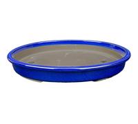Vaso per bonsai Giapponese Morrisan ovale in gres smaltato blu 37,5x30x5 cm - B2