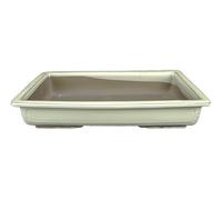 Vaso per bonsai Giapponese Morrisan rettangolare in gres smaltato bianco 22,5x15