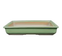 Vaso per bonsai Giapponese Morrisan rettangolare in gres smaltato verde 28x19,5x