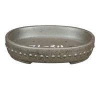 Vaso per bonsai ovale borchiato in gres argentato 17x13,5x2,5 cm - ZL311