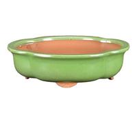 Vaso per bonsai ovale (forma mokko) in gres smaltato verde 27x20,5x6 cm - GA11