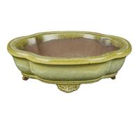 Vaso per bonsai ovale (froma mokko) in gres smaltato verde 15x12,5x3,5 cm - YP13