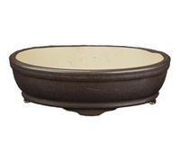Vaso per bonsai ovale in gres grigio antracite 14,5x10,5x3,5 cm - ZX19