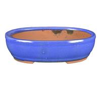 Vaso per bonsai ovale in gres smaltato blu 28x21x7 cm - GA13