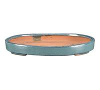 Vaso per bonsai ovale in gres smaltato verde 28x20,5x2 cm - O10b