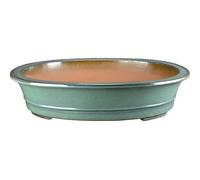 Vaso per bonsai ovale in gres smaltato verde 66x51x14 cm - J040a