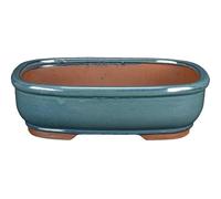 Vaso per bonsai ovale in gres smaltato verde scuro 27,5x20x9,5 cm - G8a