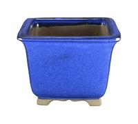 Vaso per bonsai quadrato in gres smaltato blu 17x17x15 cm - 2845b