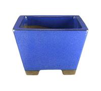 Vaso per bonsai quadrato in gres smaltato blu 20x20x13,5 cm - 2847b