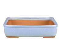 Vaso per bonsai rettangolare in gres smaltato azzurro 27,5x21x5,5 cm - G6a