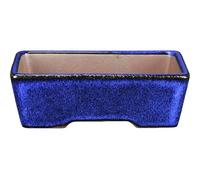 Vaso per bonsai rettangolare in gres smaltato blu 13,5x10x3,5 cm - ZX40B
