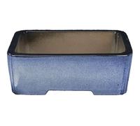 Vaso per bonsai rettangolare in gres smaltato blu 16,5x12x5 cm - YP23