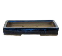 Vaso per bonsai rettangolare in gres smaltato blu 16,5x9,5x1,5 cm - 2838b