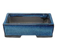 Vaso per bonsai rettangolare in gres smaltato blu 17,5x12x4,5 cm - BJ23a