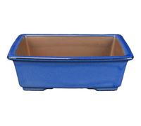 Vaso per bonsai rettangolare in gres smaltato blu 18x14x5,5 cm - ZX105