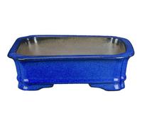 Vaso per bonsai rettangolare in gres smaltato blu 19x14,5x4,5 cm - YP46
