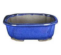 Vaso per bonsai rettangolare in gres smaltato blu 26x20,5x8,5 cm - BJA5a