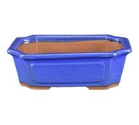 Vaso per bonsai rettangolare in gres smaltato blu 27x20x8 cm - GA9