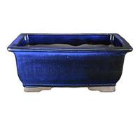 Vaso per bonsai rettangolare in gres smaltato blu 28x19,5x10,5 cm - BJA4b