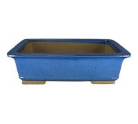 Vaso per bonsai rettangolare in gres smaltato blu 36x24,5x10,5 cm - ZM003b