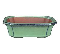 Vaso per bonsai rettangolare in gres smaltato verde 18,5x14x5 cm - ZX91G