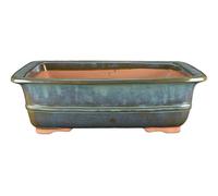 Vaso per bonsai rettangolare in gres smaltato verde 43x29x12,5 cm - J061b