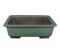 Vaso per bonsai rettangolare in gres smaltato verde 45x32,5x12 cm - 2843a