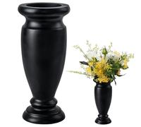 Vaso per cimitero, in resina, per tomba, per la casa, da tavolo, fiori artificiali o freschi, decorazioni per lapidi del cimitero (1 pezzo, nero), fiore non incluso, nessun foro di drenaggio