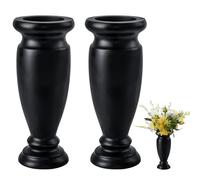 Vaso per cimitero, vaso in resina per tomba, per la casa, da tavolo, fiori artificiali o freschi, decorazioni per lapidi del cimitero (2 pezzi, nero), fiore non incluso, nessun foro di drenaggio