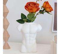 Vaso per Fiori con Corpo a Forma Maschile in Ceramica Bianca, Creativo, Nudo e Uomo, Statua, Busto, Vaso D'arte per Fiori, Moderno Vaso Bianco, Fioriera, per Boho, Ufficio, Casa, Interni, Decorazione