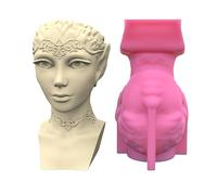 Vaso per fiori creativo, in silicone, a forma di testa da donna, per vasi di fiori, candelabri e portapenne (8,5 x 10 x 15 cm)