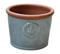 Vaso per fiori e piante con corona in gres smaltato, bianco, grigio, turchese, 34 cm, 45 cm, completamente resistente al gelo e alle intemperie (ottobre grigio, 34 cm x 26 cm)