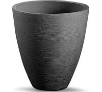 Vaso per fiori in design scanalato, 39 x 42 cm, in plastica, rotondo, per interni ed esterni (antracite, 42 cm)